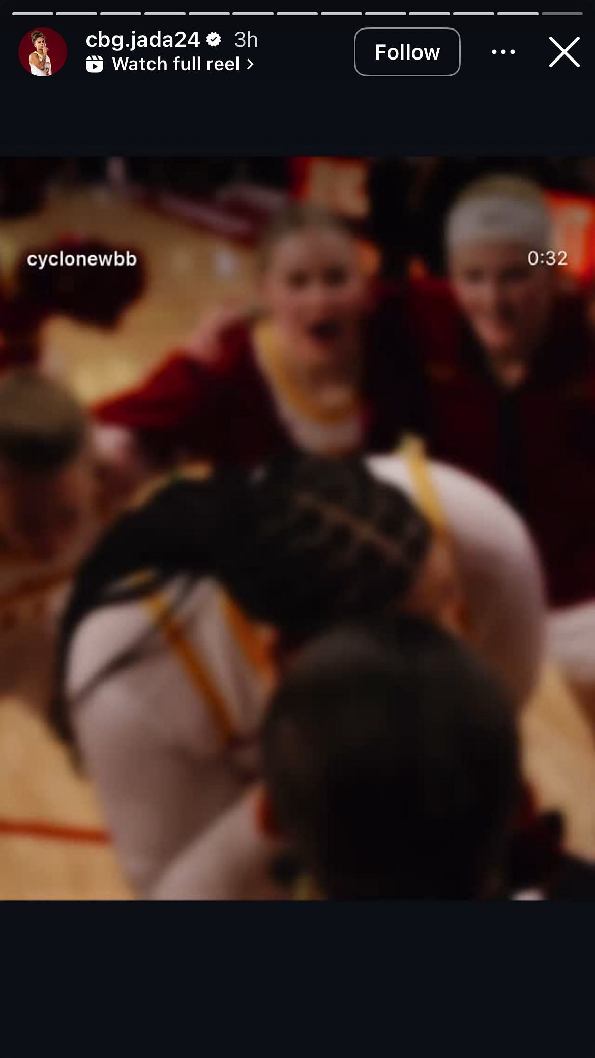Jada Williams shares future teammate Audi Crooks' highlight reel on her Instagram story